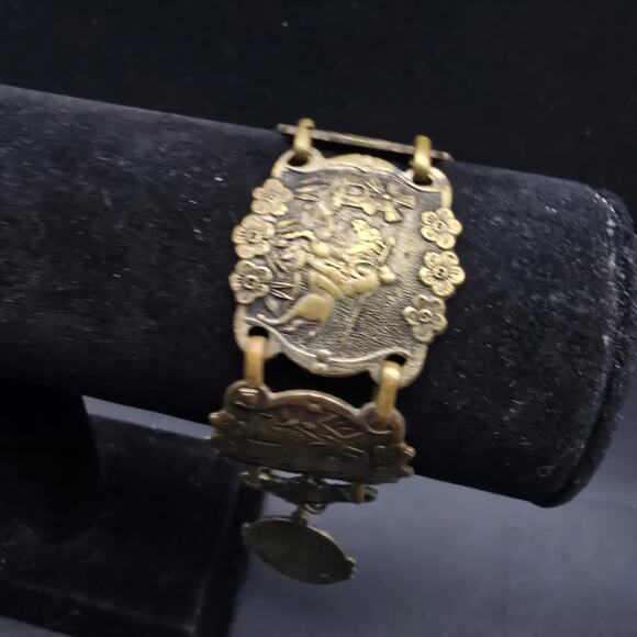 Don Quixote Story Book Bracelet Bronze Tone Links Vintage Jewelry - Picture 10 of 10